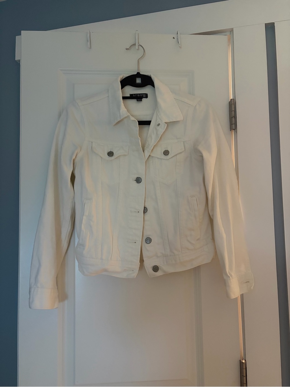 J. Crew Cream White Denim Jacket with Button Front